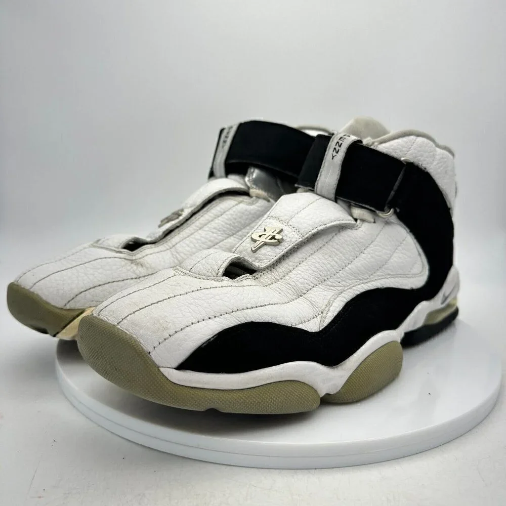 Nike Air Max Penny IV 4 Men Size 10 White Black Metallic Silver Basketball Shoes